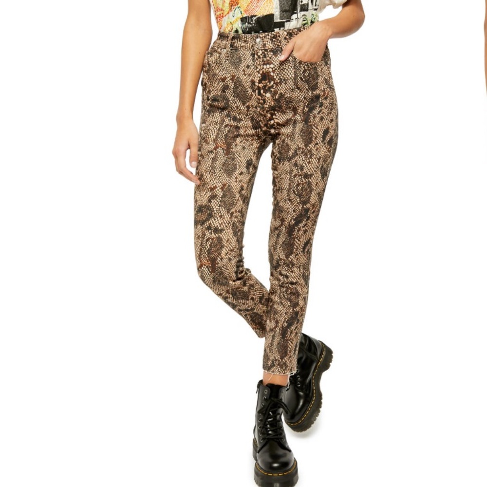Free People High Waist Denim Leggings Snakeskin 32